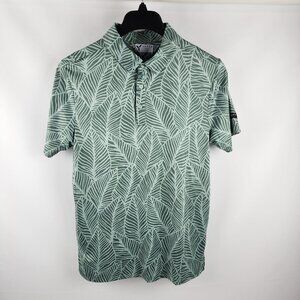 Yatta Shirt Mens Small Green Multi Abstract Jungle S/S Golf Polo NWT